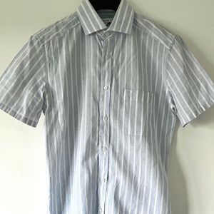 Reiss Blue Stripe Linen Shirt